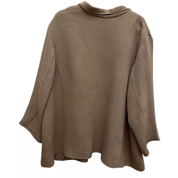 Eileen Fisher Open Front Textured Jacket Silk Blend Tan Sz 3X Womens Blazer - Picture 6 of 6